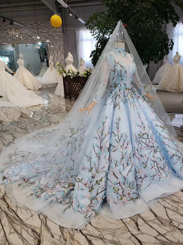 Stunning Light Blue Ball Gown Wedding Dresses, Quinceanera Dresses PDJ98