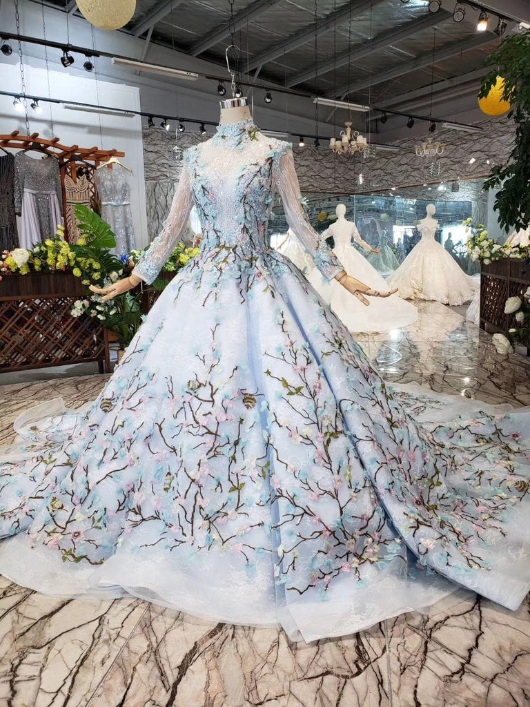 Stunning Light Blue Ball Gown Wedding Dresses, Quinceanera Dresses PDJ98