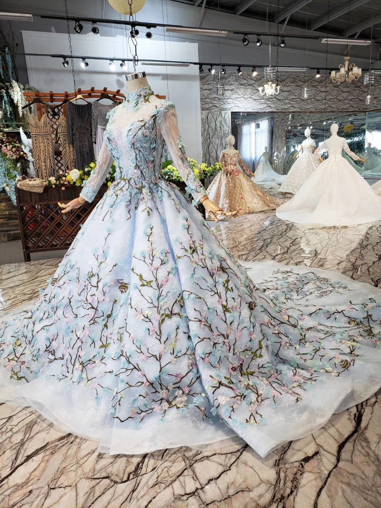 Stunning Light Blue Ball Gown Wedding Dresses, Quinceanera Dresses PDJ98