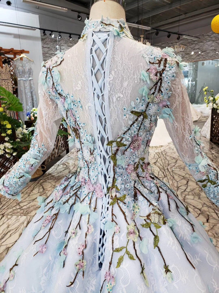 Stunning Light Blue Ball Gown Wedding Dresses, Quinceanera Dresses PDJ98
