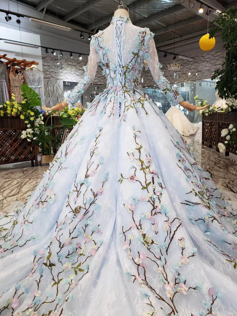 Stunning Light Blue Ball Gown Wedding Dresses, Quinceanera Dresses PDJ98