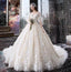 Charming Half Sleeves Ball Gown Wedding Dresses, Appliques V Neck Bridal Dress PDK2