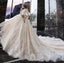 Charming Half Sleeves Ball Gown Wedding Dresses, Appliques V Neck Bridal Dress PDK2