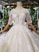 Lace Half Sleeves Ball Gown Wedding Dresses, Fashion Beading Big Wedding Gown PDK3