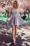 A Line Strapless Sleeveless Short Homecoming Dresses, Mini Cocktail Dresses OMH0097