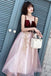 A Line Pink Sweetheart Tulle Short Prom Dresses with Appliques, Homecoming Dresses OMH0100