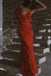 Simple A Line Red Tulle Spaghetti Straps V Neck Prom Dress, Backless Evening Gowns OM0332