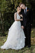 Elegant A line V Neck 3D Flowers Beach Wedding Dresses, V Back Wedding Gowns OW0126