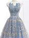 Blue and Gold Lace Ball Gown Prom Dresses, Sweet 16 Princess Quinceanera Dress PDH63