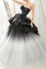 Ball Gown Ombre Tulle Strapless Long Prom Dresses, Tiered Quinceanera Dresses OM0266
