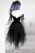 A Line Black Off the Shoulder Tulle V Neck Lace Appliques Short Homecoming Dress OMH0128