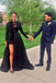 Long Sleeves Black Lace Prom Dresses High Low Party Dress with Detachable Train OM0265