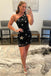 Sheath Black One Shoulder Sequins Short Homecoming Dresses with Stars, Party Dress OMH0255