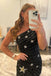 Sheath Black One Shoulder Sequins Short Homecoming Dresses With Stars, Cocktail Dress OM0360