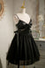 A Line Tulle Ivory Spaghetti Straps V Neck Tulle Short Prom Dress, Homecoming Dresses OMH0126