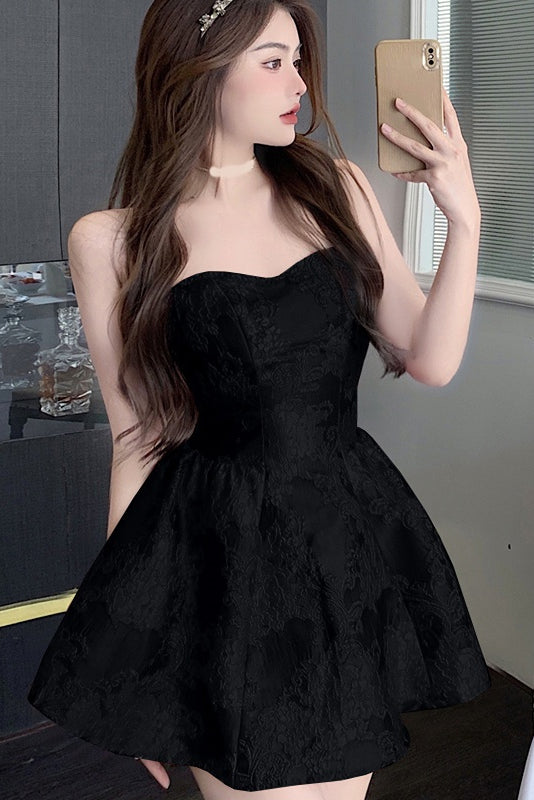 Cute A Line Ivory Lace Appliques Strapless Homecoming Dresses, Sweet 16 Dresses OMH0113