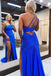 One Shoulder Mermaid Royal Blue Floor Length Long Prom Dress With Slit, Cocktail Dress OM0363