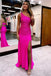 One Shoulder Mermaid Royal Blue Floor Length Long Prom Dress With Slit, Cocktail Dress OM0363