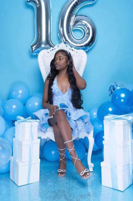 Sparkly A line Pink Sequins Halter V Neck Homecoming Dresses, Sweet 16 Dresses OMH0242