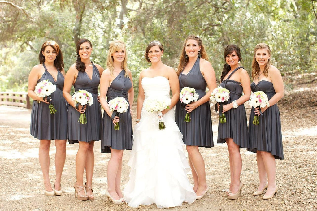 Pretty Chiffon Grey Short Pleats A Line Bridesmaid Dresses PDG67