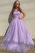 Sparkly A Line Spaghetti Straps Lilac Long Prom Dresses, Long Evening Dresses OM0034