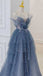 Gorgeous A-Line Spaghetti Straps Royal Blue Tulle Prom Dresses with Layers OM0063