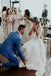Boho Ivory Chiffon 3/4 Sleeves Two Piece Cheap Wedding Dress PDN88