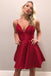 Simple A Line Spaghetti Straps Short Prom Dresses Hunter Green Homecoming Dresses SK46