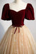 Sparkly A Line Puffy Sleeves Sweetheart Burgundy And Champagne Prom Dresses OM0364