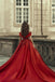 Burgundy Off the Shoulder Satin Long Prom Dresses, Wedding Dress With Beading OM0304