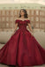 Burgundy Off the Shoulder Satin Long Prom Dresses, Wedding Dress With Beading OM0304