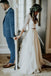 Boho Ivory Chiffon 3/4 Sleeves Two Piece Cheap Wedding Dress PDN88
