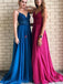 Spaghetti Straps A-Line Long Cheap Prom Dresses with Lace Top PDO54