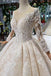 Princess Long Sleeves Ball Gown Lace Wedding Dresses, Long Bridal Dress PDN43