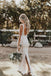 Mermaid Deep V Neck Lace Straps Boho Wedding Dresses, Backless Bridal Gowns OW0043