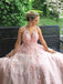 Elegant Pink Ball Gown Prom Dresses With Lace Appliques PDO90