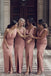 Beautiful Sheath Sleeveless Pink Long Bridesmaid Dress with Split PDG54