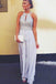A Line Chiffon Beaded Sleeveless Long Open Back Prom Dresses PDH25