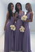 Simple Lavender Long Chiffon V Neck Bridesmaid Dresses PDG49