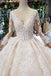 Princess Long Sleeves Ball Gown Lace Wedding Dresses, Long Bridal Dress PDN43