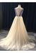 A Line V Neck Beading Tulle Long Prom Dress, Party Dresses PDE84