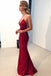 Spaghetti Straps V-neck Mermaid Long Evening Dresses Blue Prom Dresses OM0049