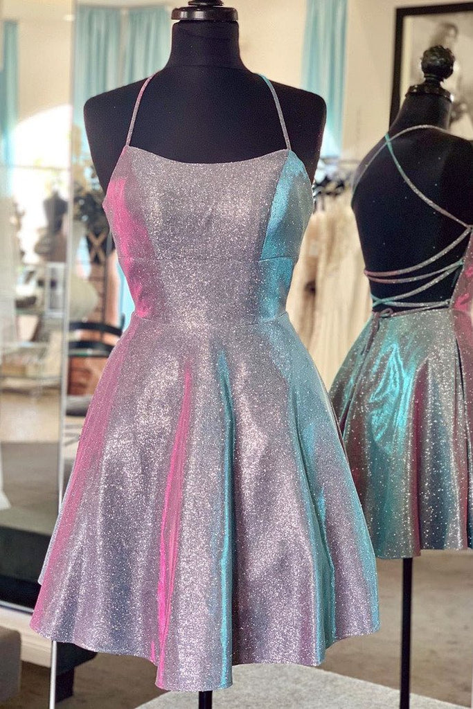 Sparkle Criss Cross Short A Line Homecoming Dress PDO63