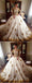 Vintage Gold Lace Appliques Beaded Long Sleeves Wedding Dresses Ball Gowns PDG81