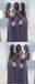 Simple Lavender Long Chiffon V Neck Bridesmaid Dresses PDG49