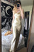 Sexy Gold Mermaid Prom Dresses Spaghetti Straps Long Sleeveless Evening Dresses OM0227