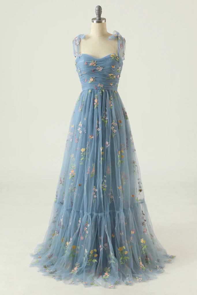Gorgeous A Line Green Embroidery Sweetheart Tulle Prom Dresses 2023, Dance Dress OM0370