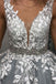 Gray V Neck Long Prom Dress for Teens, Puffy Appliqued Ball Gown with Beading PDH75