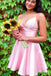 Simple A Line Spaghetti Straps Short Prom Dresses Hunter Green Homecoming Dresses SK46