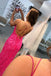 Glitter Mermaid Sequins Sexy Hot Pink Backless Long Prom Dress with Side Slit OM0066